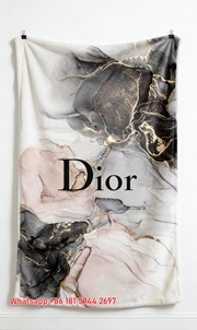 Dior Marble Gold Flannel Sofa Throw Blanket D016